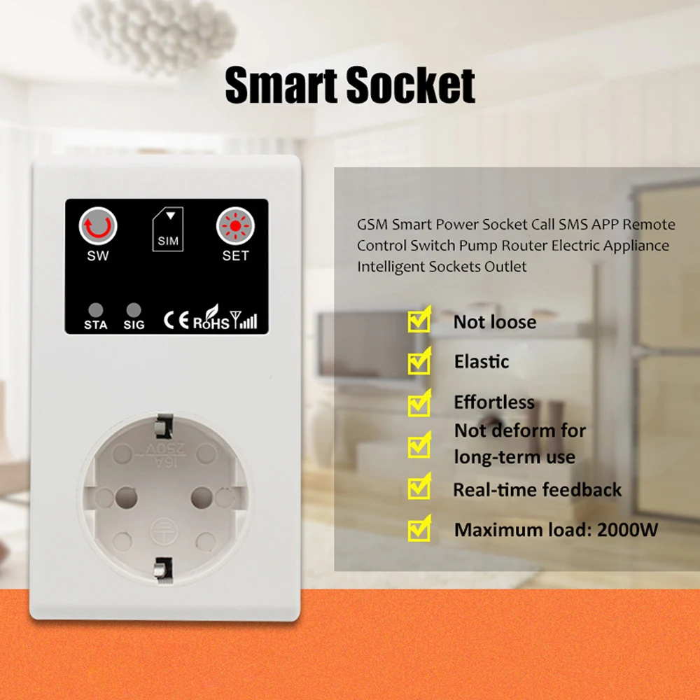 GSM Intelligent Power Socket Call SMS APP Remote Control Switch Pump Router Electric Appliance Intelligent Sockets Tools