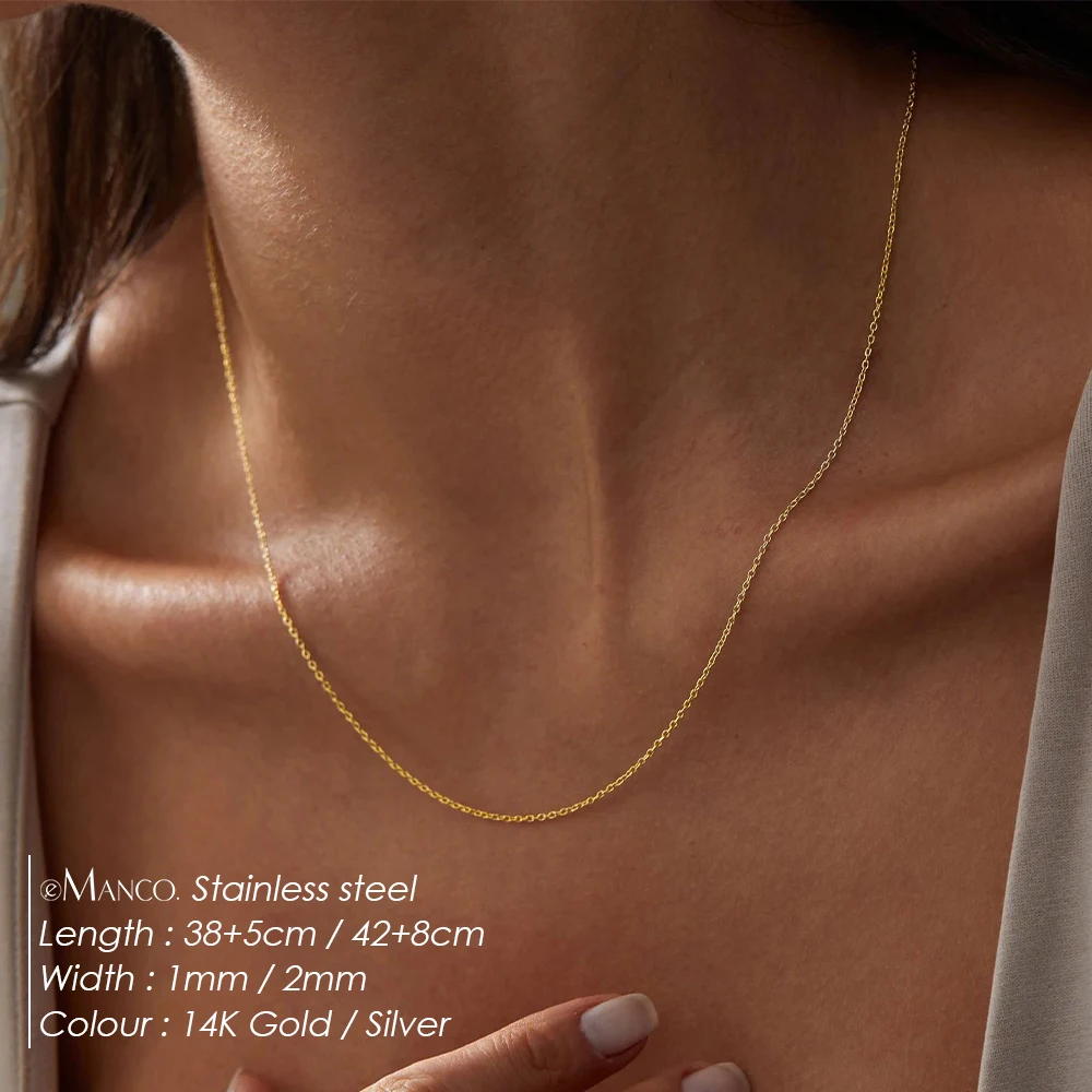 EMANCO Fine Chain Necklace Stainless Steel Gold Color Pendants Short Long Statement Women Colar Gift Stainless Steel Jewelry