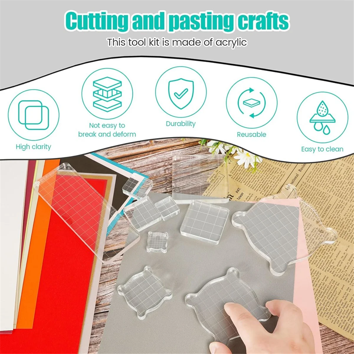 

Практичный 10 шт. акриловый штамповый блок, универсальные штамповочные блоки разных размеров, набор инструментов для штамповки платформы для изготовления карт