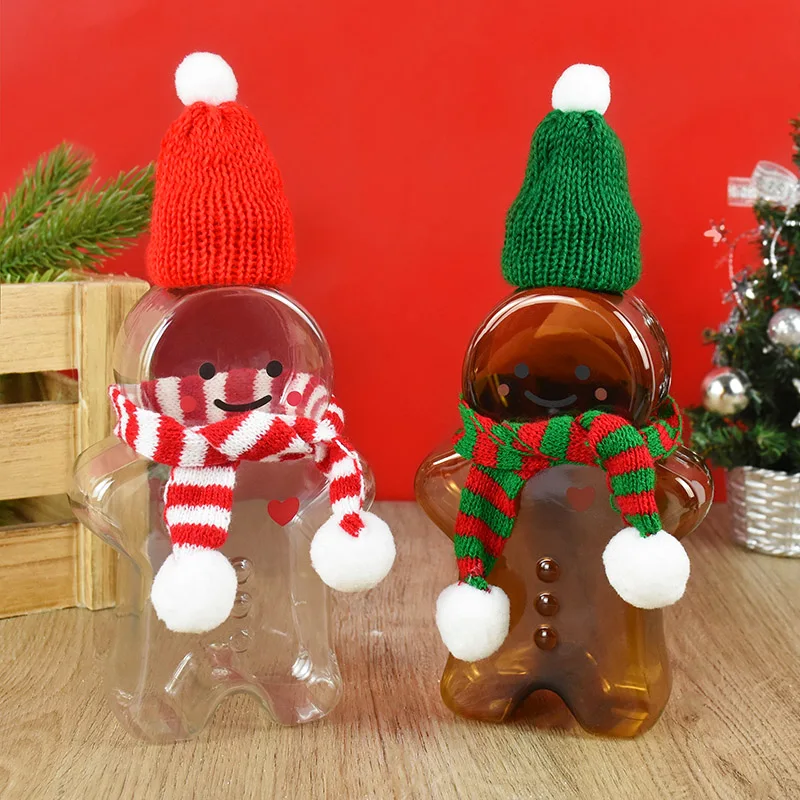 1 pz natale Gingerbread Man borraccia portatile succo di latte tè tazza d\'acqua decorazione natalizia per la casa regalo di natale di capodanno