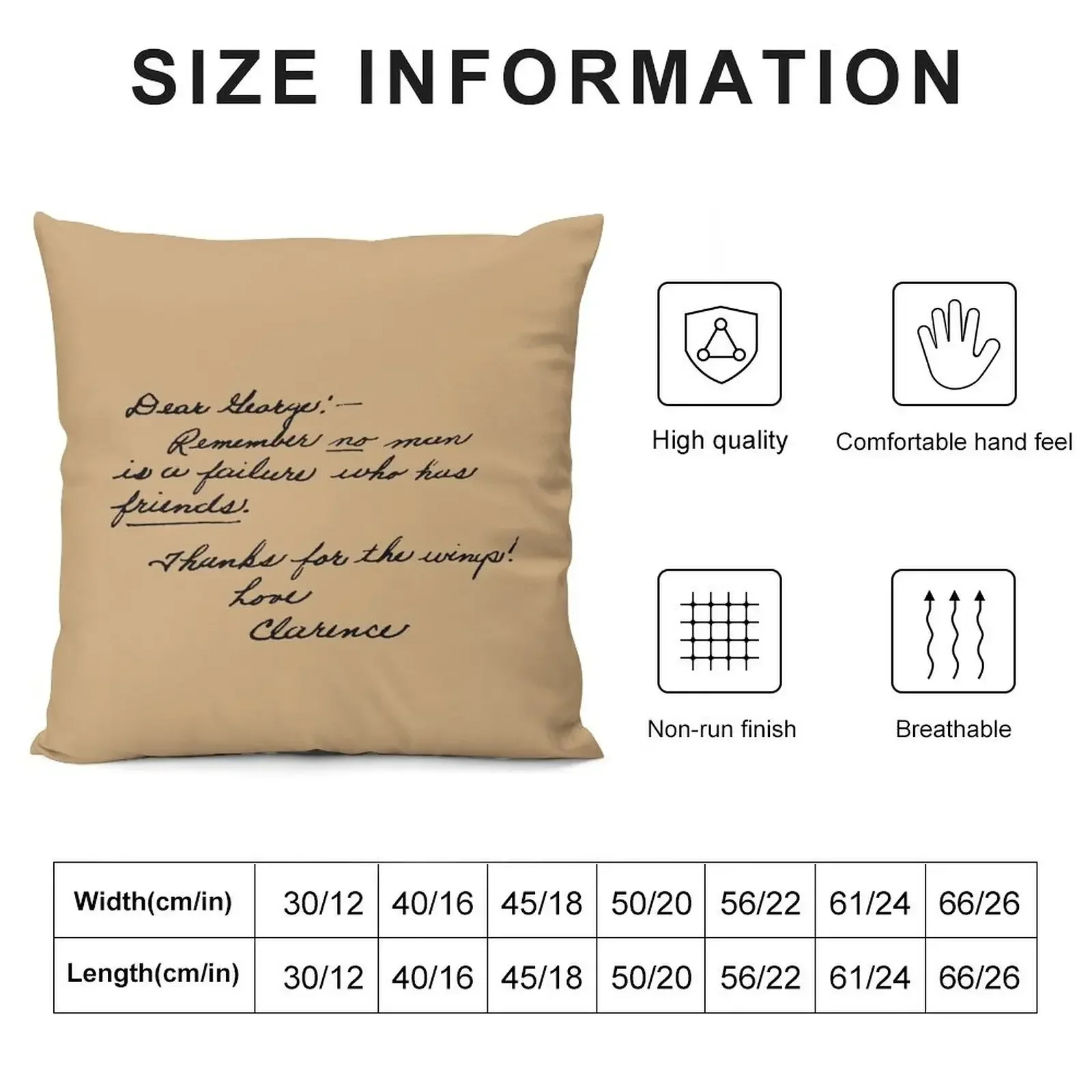 It's A Wonderful Life Movie Quote about Friends Throw Pillow autumn pillowcase Sofa Decorative Covers Covers For Sofas pillow