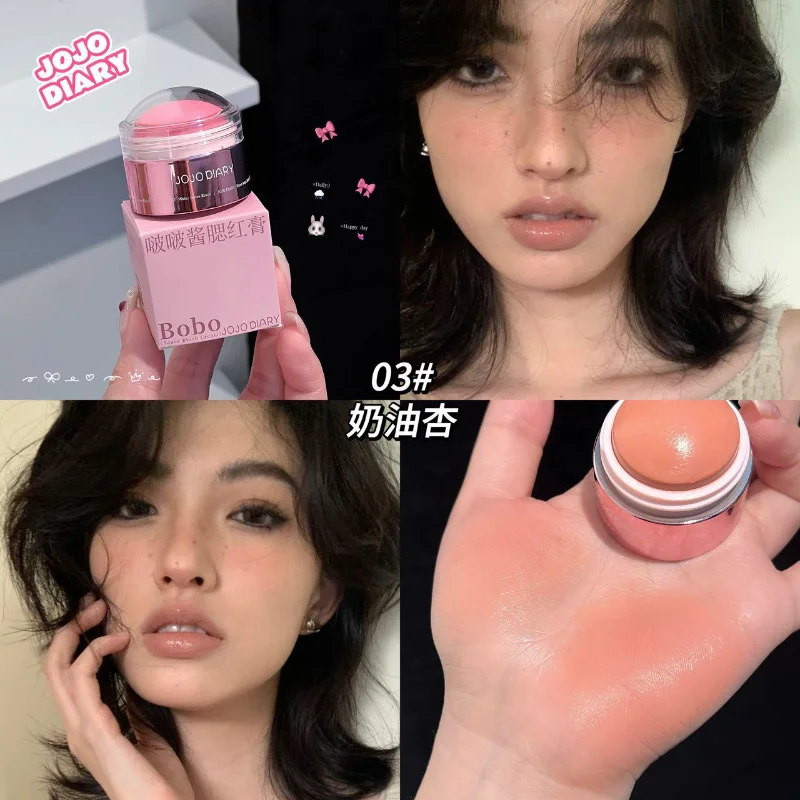 Blush Stick viola cremoso Fard viso morbido Crema Trucco coreano Mousse Fard Fango Pesca Fard Naturale Facile da sbavare