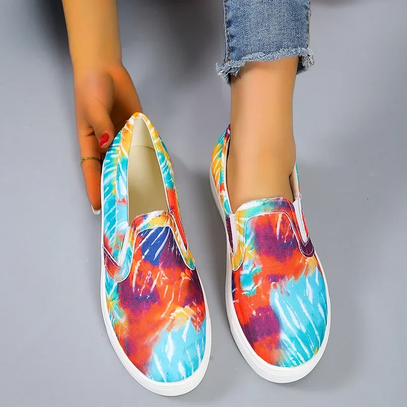 Mokasyny damskie Graffiti płaskie buty damskie letnie buty wulkanizowane buty do chodzenia na co dzień wsuwane płócienne mokasyny mokasyny dla
