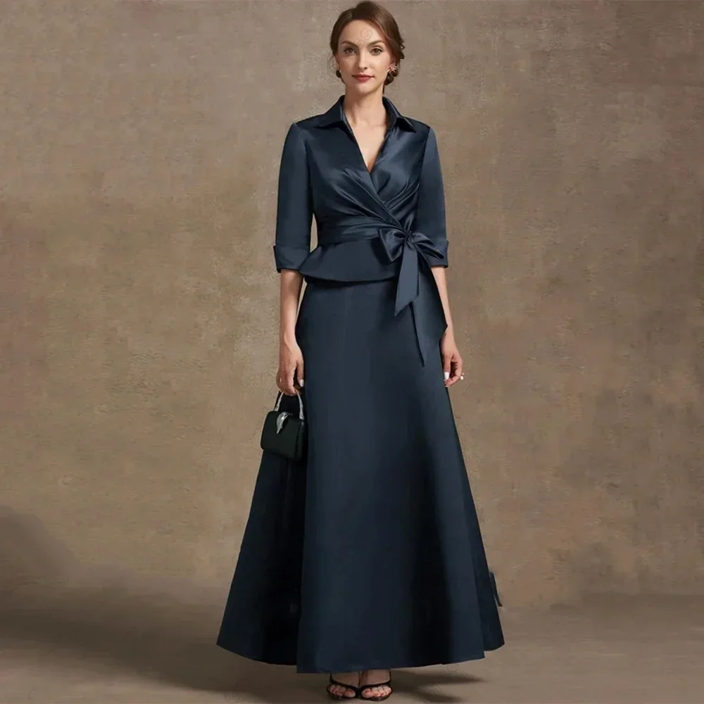 

Elegant Mother of the Bride Dresses for Women 2024 Three Quarter Ankle Length Wedding Party Gowns with Belt Robe De Soirée