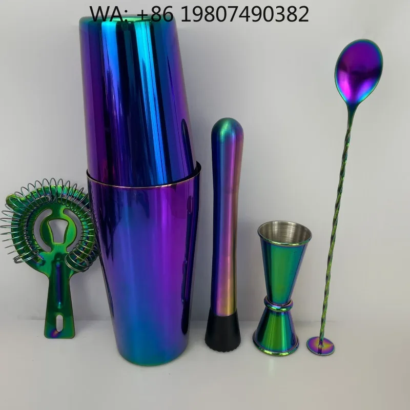 6Pcs Vibrant Rainbow Boston Shaker Set, Colorful Stainless Steel Mixology Bartender Tools, In Stock  Bar Party Supplies