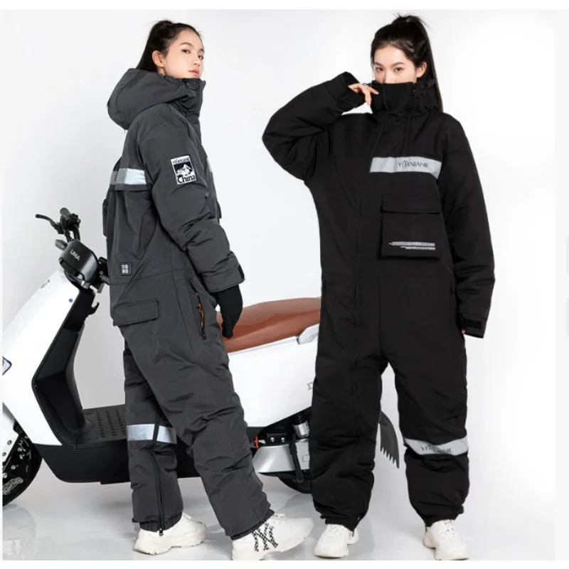 Winter Moto Waterproof Riding Cold-proof Clothes  Warm Thicken Plush All-in-One Clothing Snowmobile Suits Kart Suit 겨울 라이딩 슈트