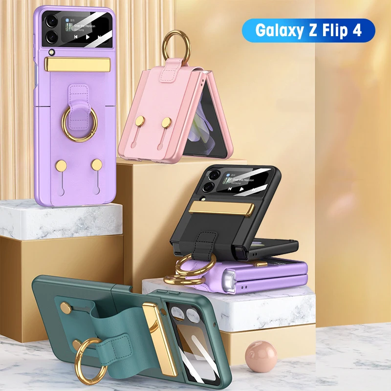 

Case For Samsung Galaxy Z Flip 4 Personalized Creative Wristband Ring Buckle Hard Mobile Phone Case Cover