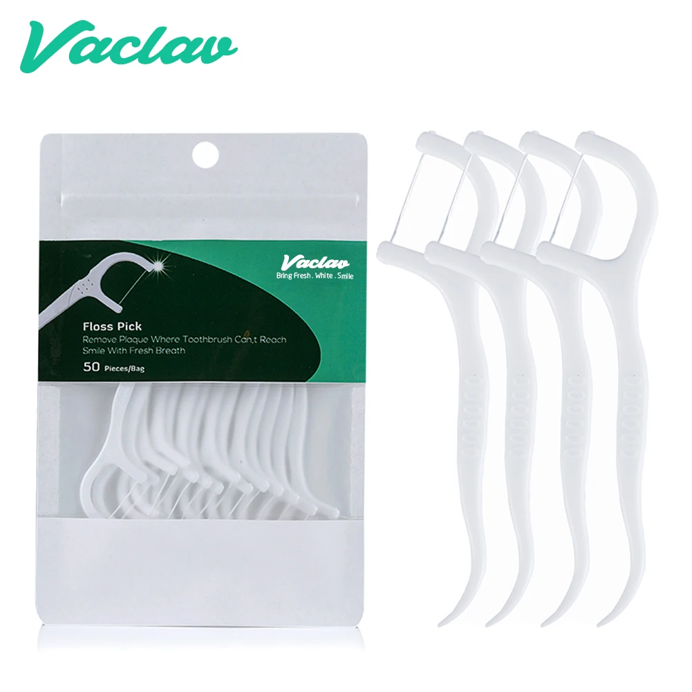 50/100Pcs Dental Floss Picks Plastic for Adults & Kids Wax-Free Floss Softly Fits Gum Effectively Removes Residue Between Teeth