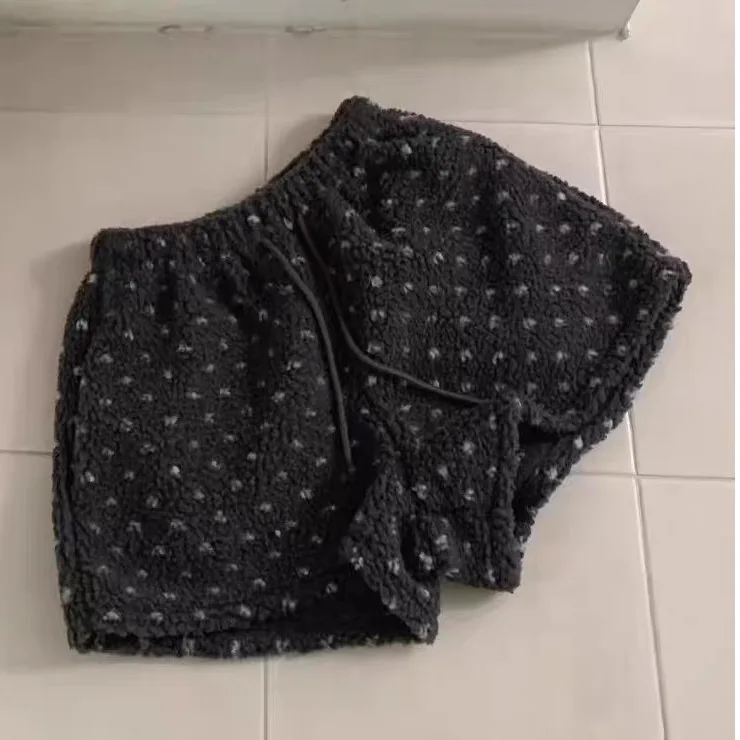 Pantaloni ort in pelliccia di agnello chic a vita alta da donna Casual Love Heart Design Vintage Trendy Autunno Inverno Pantaloni caldi a gamba dritta