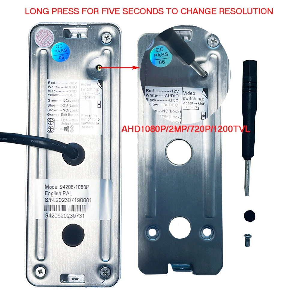 Видеодомофон с 7-дюймовым сенсорным экраном 1080P, Wi-Fi и металлическим дверным звонком