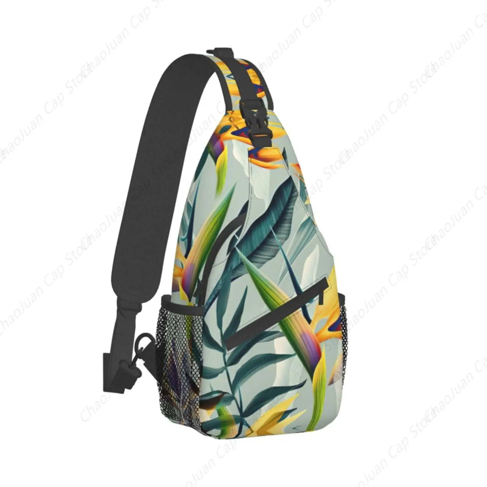 Tropical Landscape Print Crossbody Sling Backpack Sling Bag Travel Hiking Chest Bag Daypack