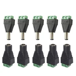 10pcs 5.5mm x 2.1mm Female Male DC Power Plug Adapter connector for 5050 3528 5060 Single Color LED Strip and CCTV Cameras