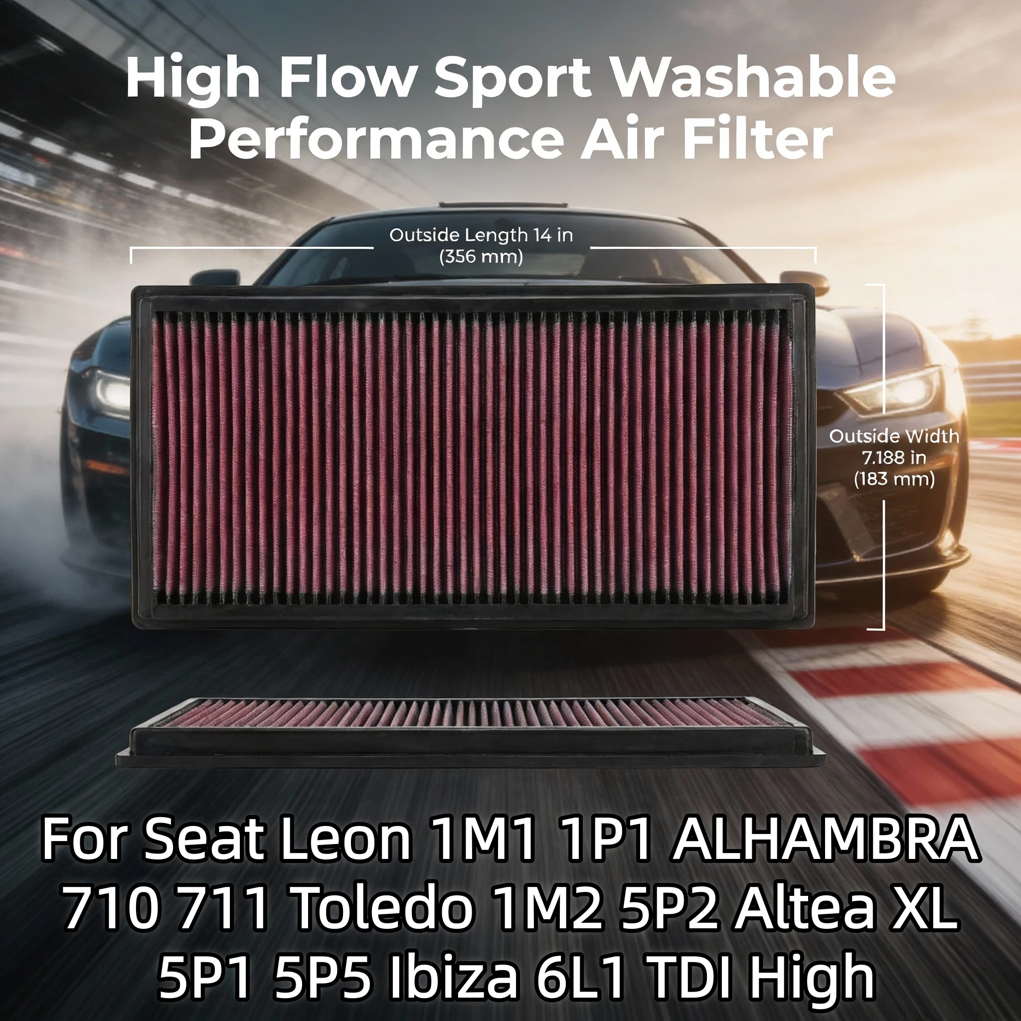 

Для Seat Leon 1M1 1P1 ALHAMBRA 710 711 Toledo 1M2 5P2 Altea XL 5P1 5P5 Ibiza 6L1 TDI Моющийся воздушный фильтр с высоким расходом