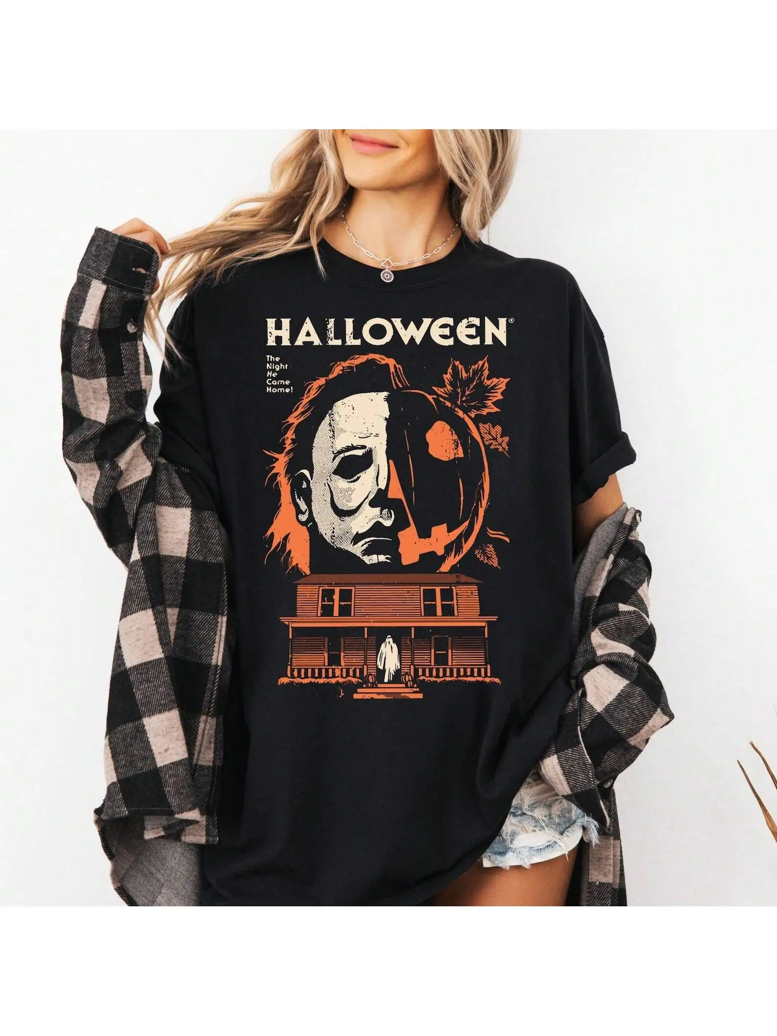 Michael Myer Halloween Graphic Tee Black Shirt Horror Movie Apparel Spooky Season T-Shirt For Men Women Halloween Lover Gift