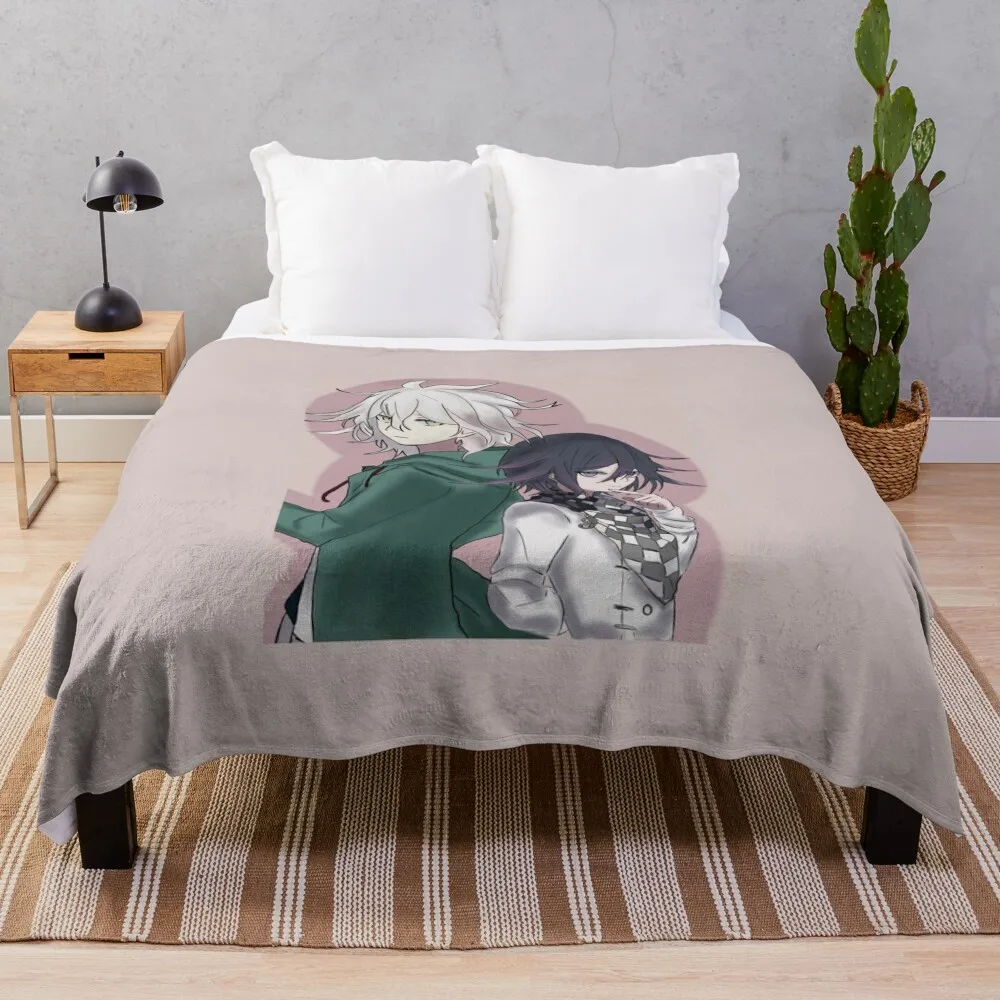 

Komaeda Nagito and Kokichi Throw Blanket Hairy Blankets Dorm Room Essentials Blanket For Decorative Sofa Hairy Blanket