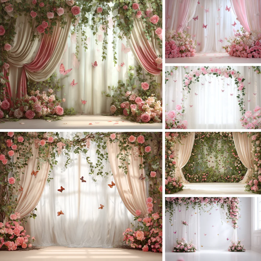 

Floral Wedding Backdrop Home Video Boudoir Interior Room Photo Background Flower Birthday Bridal Living Room Decor