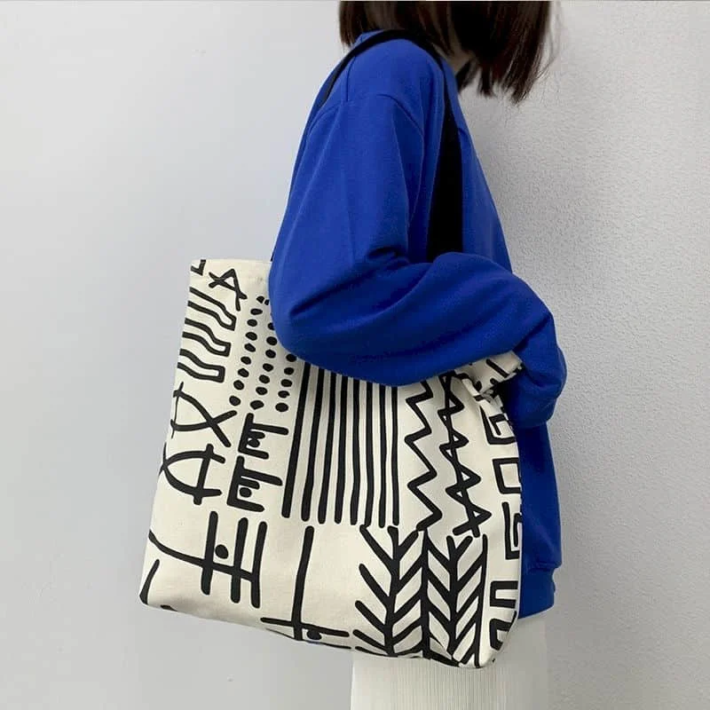 

Холщовые сумки-тоут для женщин, повседневные сумки на плечо с принтом большой емкости, студенческие сумки для покупок, новинка 2025, модные