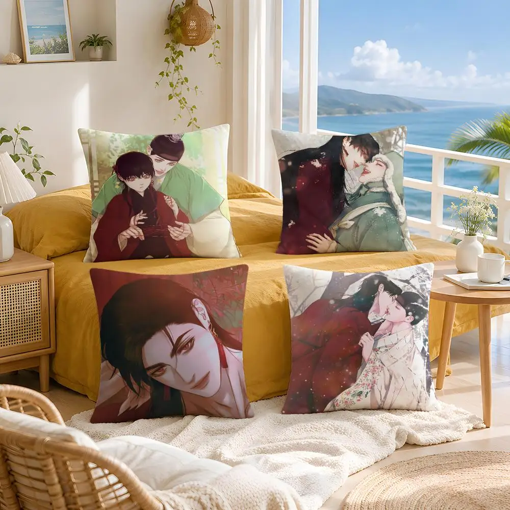 Manhwa Ghost Nocturne Cushion Cover Throw Pillow Short Plush Fresh Natural Cushion for Living Room Sofa Ornament Present Gift