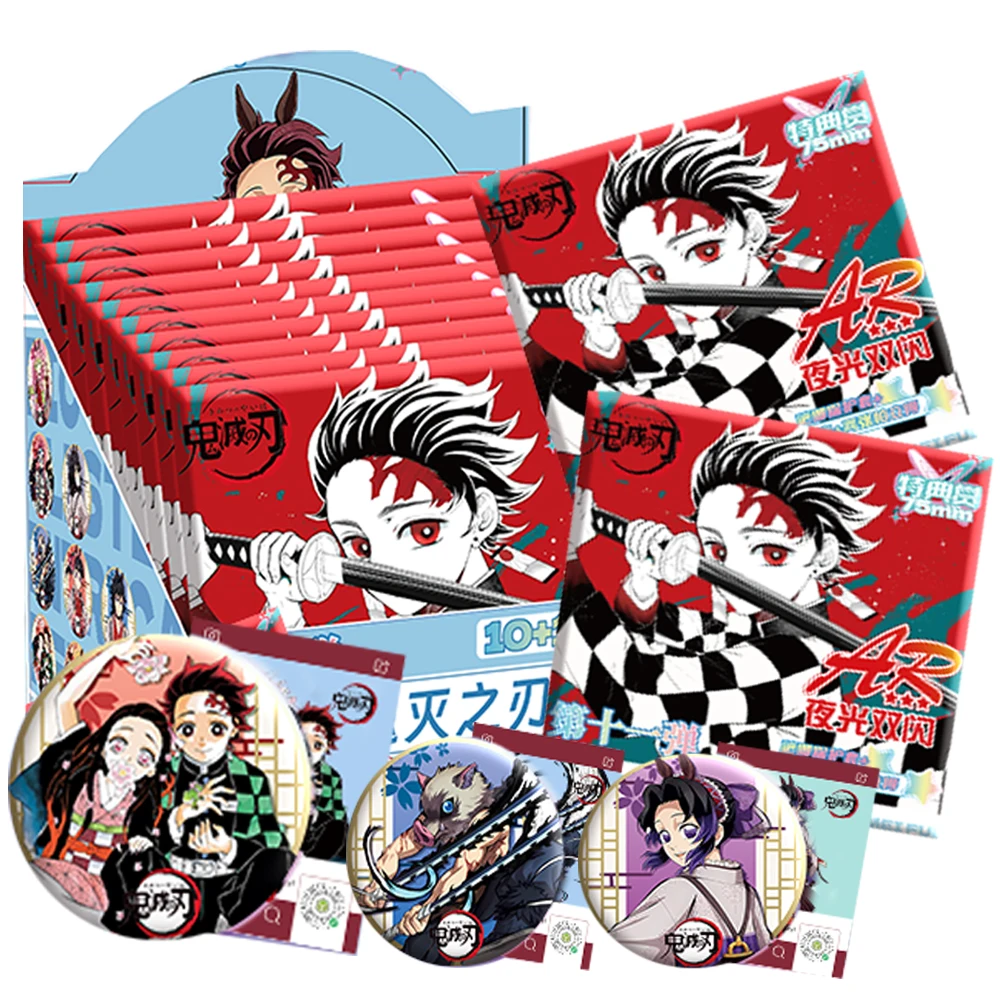 

Demon Slayer AR 3D Relief Noctilucent Badge Anime Character Transparent Cards Visual Arts Trendy Peripheral Collection Toy Gift