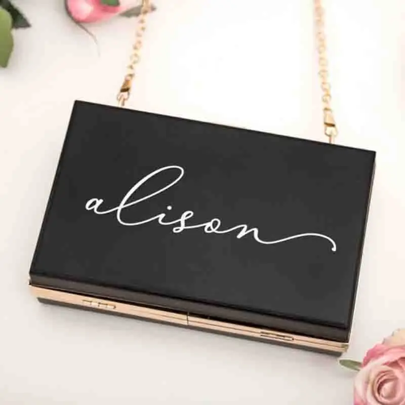 Personalized Bridal Acrylic Clutch Purse Bridesmaid Bag Wedding Holiday for Her Women\'s Gifts Future Mrs Favorite Purses Clutch