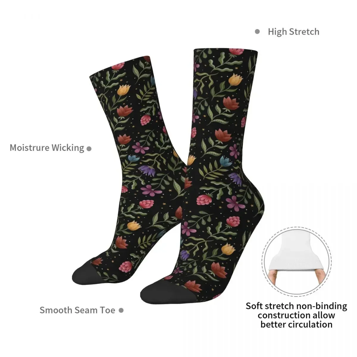 Summer Night Garden Socks Harajuku Sweat Absorbing Stockings All Season Long Socks Accessories for Unisex Gifts