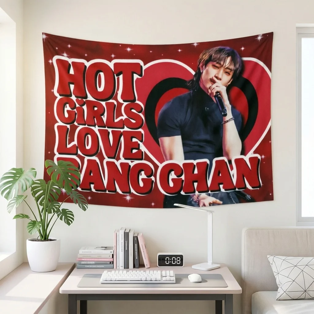 Bang Chan Canvas Flag, Crow's Feet Hot Girl Love Design, Free Installation Kit, Home Decor & Birthday Gift for Fan