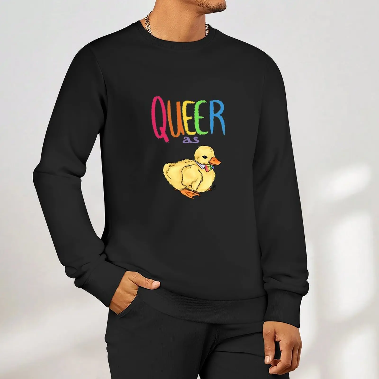 Queer as Duck Pulover النمط الياباني الرجال قميص رياضي الرجال الملابس الكورية نمط قمصان سويت شيرت بقلنسوة