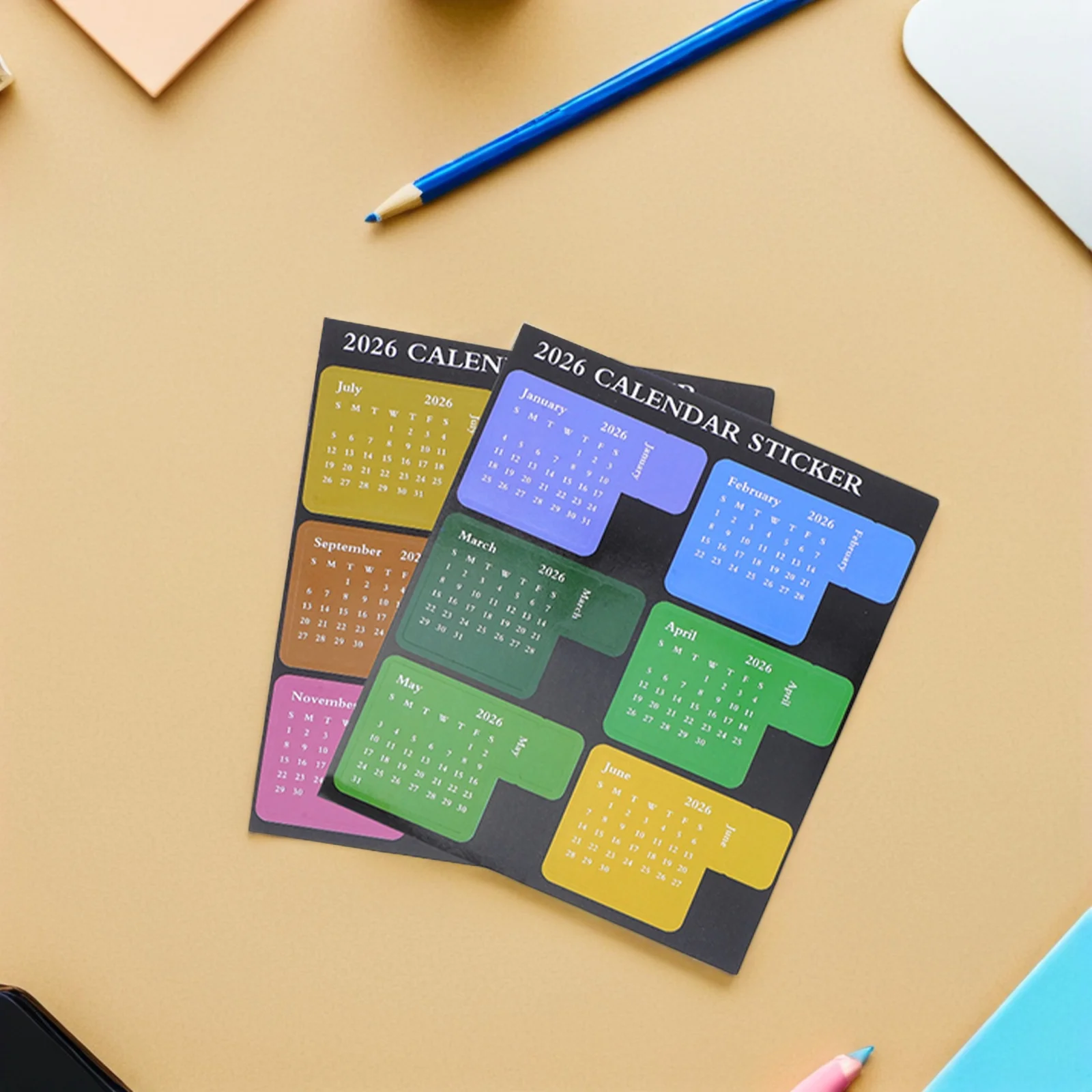 

20pcs Yearly Monthly Calendar 2026 Stickers January 2026 Monthly Schedule Labels for Journal Scrapbook Notebook Supplies