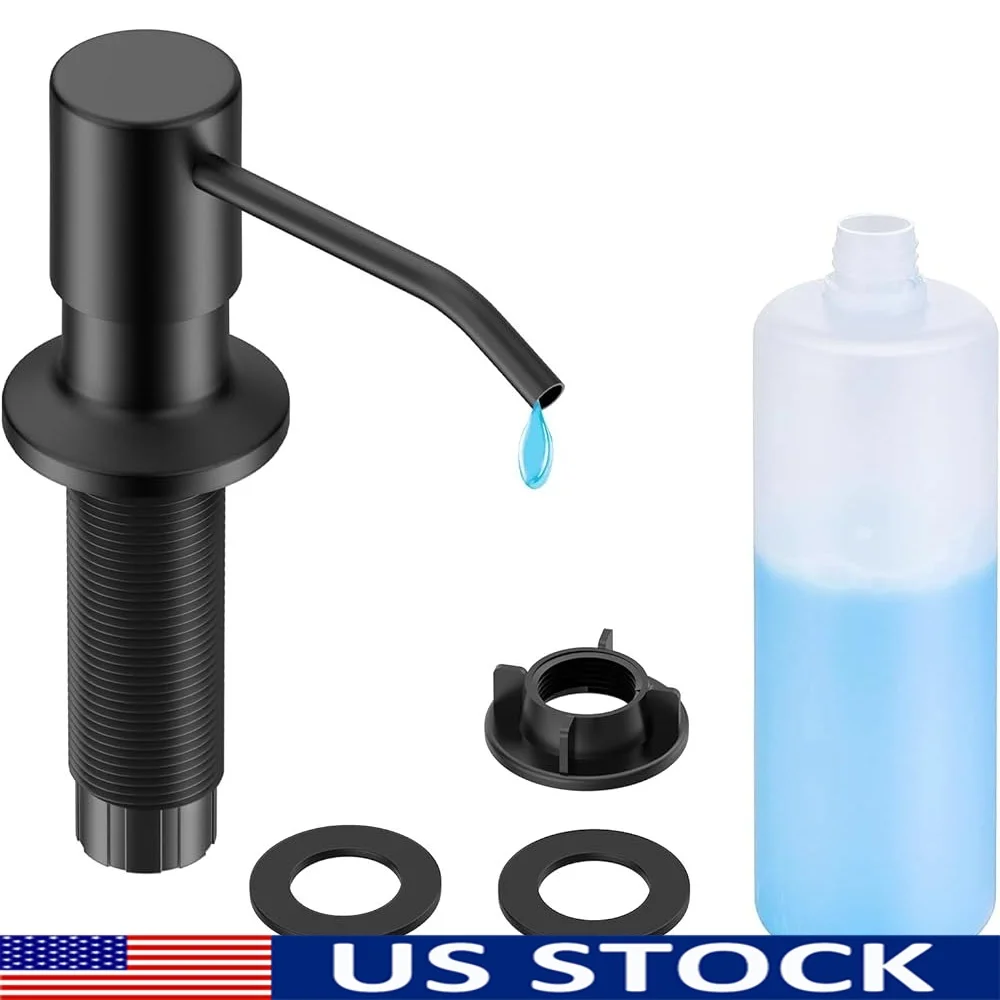 

Матовый черный дозатор мыла, кухонная раковина, 500 мл, дозатор лосьона, верхняя заправка, нержавеющая сталь, простая установка, герметичная столешница
