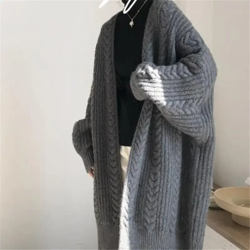 

Cardigan Women Japanese Style Lazy Warm Winter Leisure All-match Daily Outwear Solid Elegant Simple Prevalent Stylish Knitting