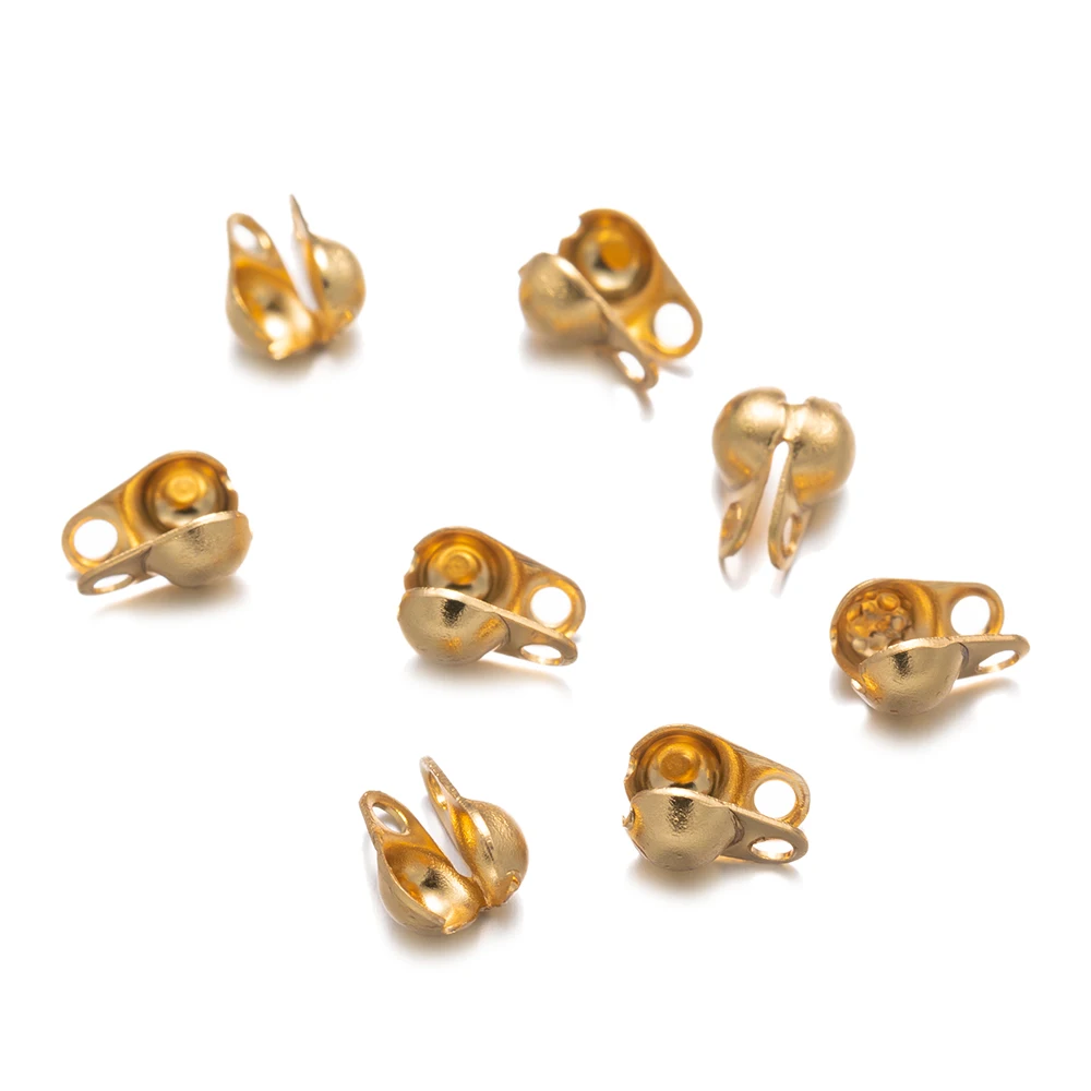 100pcs Stainless Steel Connector Clasp Open Cover Crimp End Beads For DIY Bracelets Necklaces Jewelry Making Supplies Material image 4