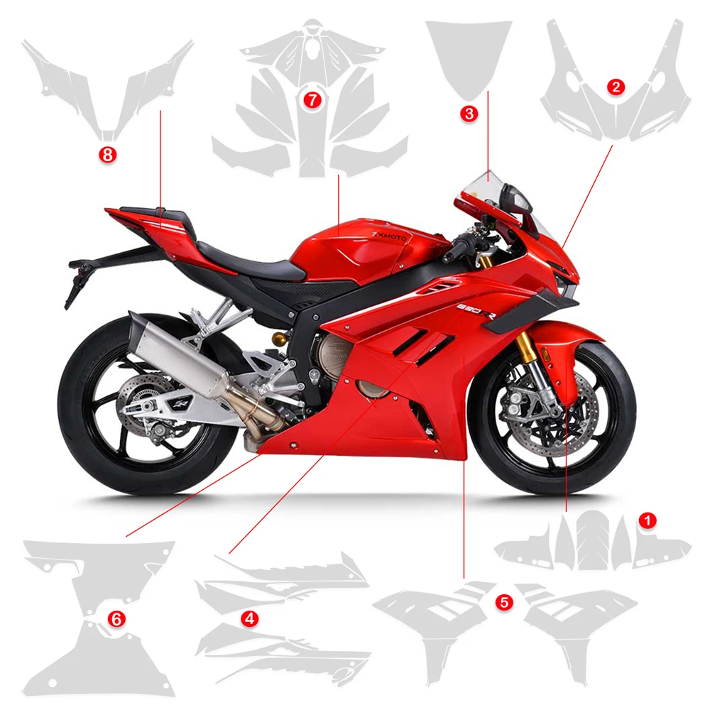 7.5Mil Thickness TPU Scratch Resistant Paint Protection Film For ZX MOTO 820RR 2026 PPF Transparent Motorcycle Accessories