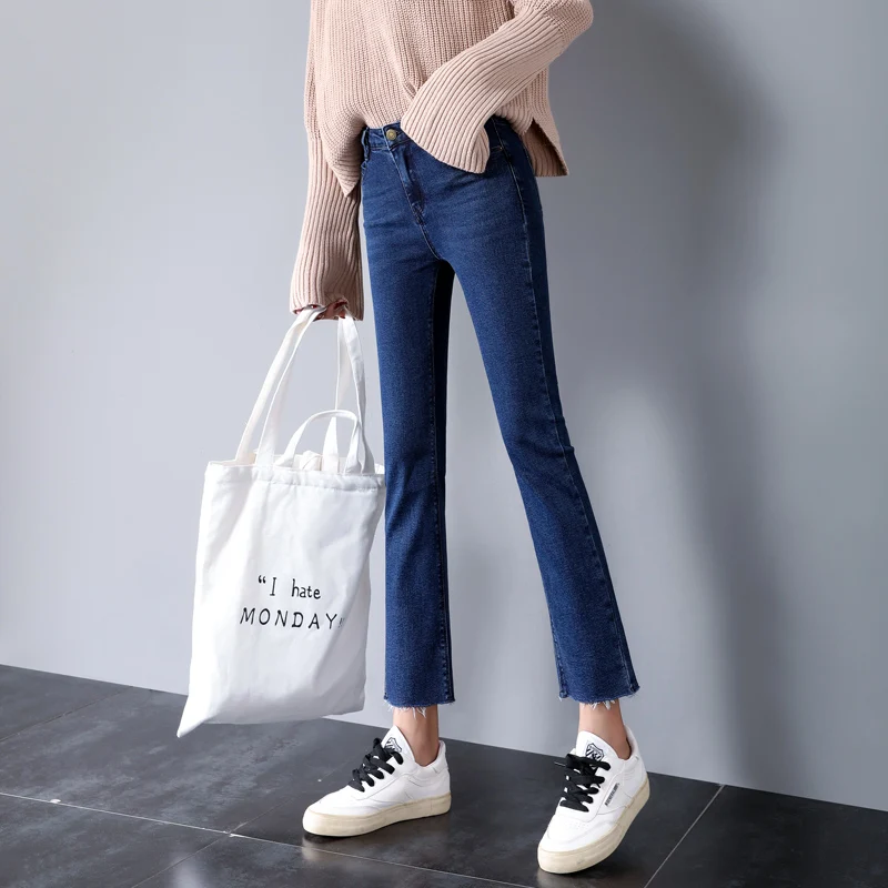 High Waist Straight Leg Denim Jeans Women's Spring Autumn New Style 2024 Slimming Loose Fit Deep Blue Cotton Stretch Denim
