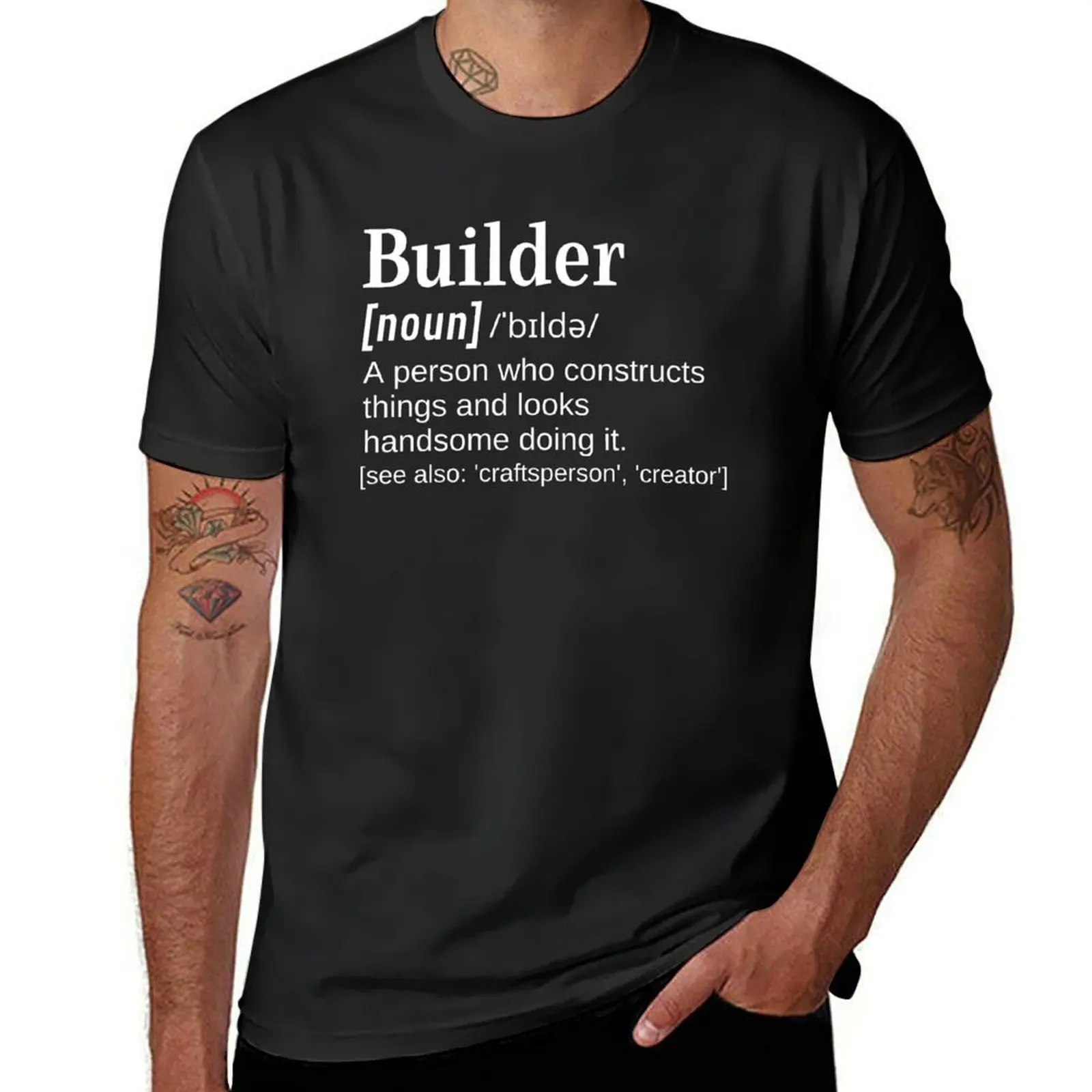 Handsome Builder Funny Definition Gift for Builders, Bricklayers and DIY Enthusiasts T-Shirt sublime Men's clothing