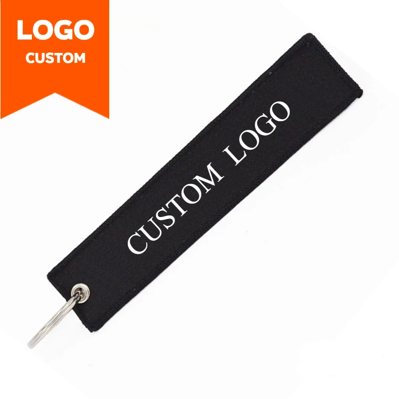 Custom Logo Polyester Keychain Print Name Car Motorcycle Embroider Webbing Key Chain Personalized Ribbon Keyring Men and Women