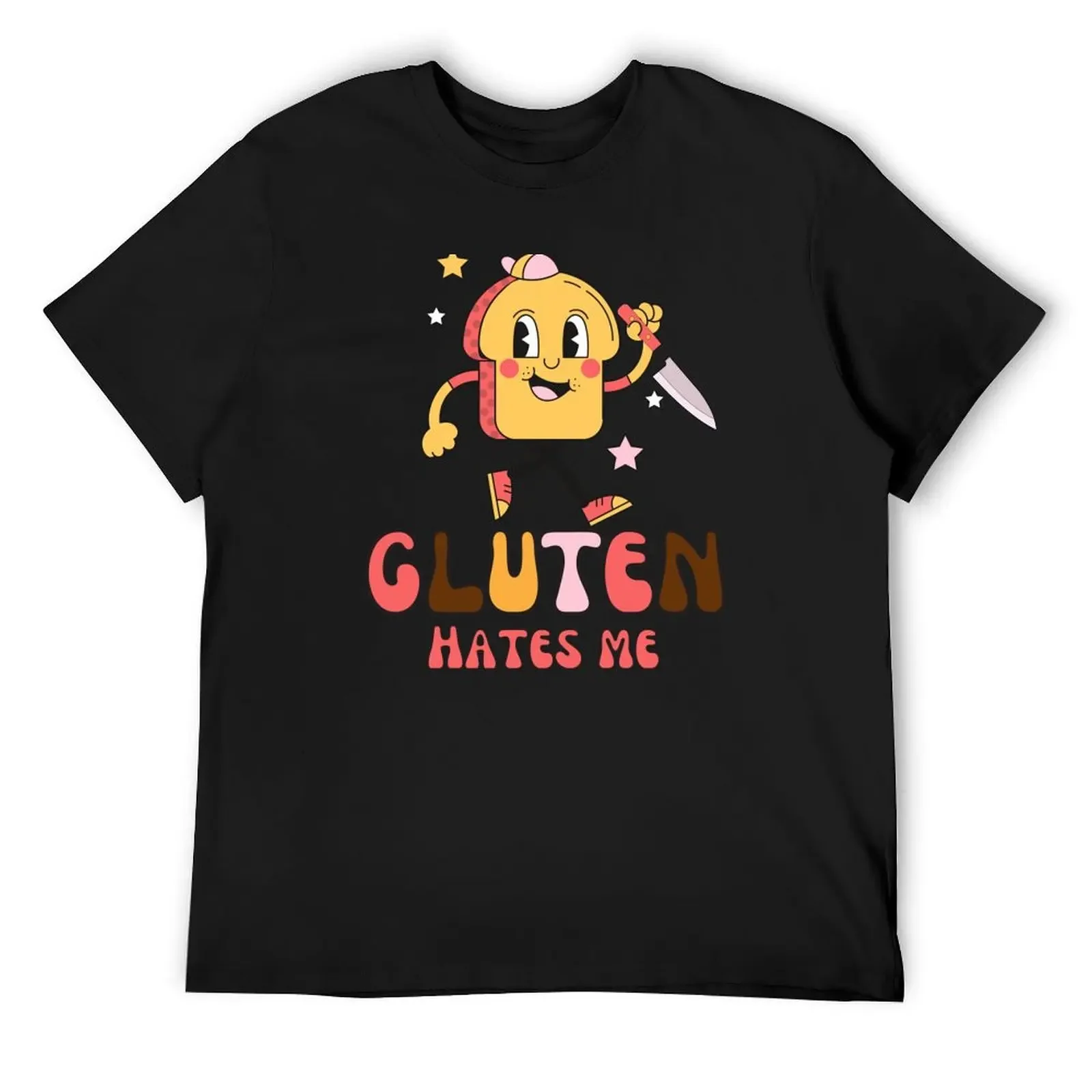 Gluten Hates Me Knife (Retro) T-Shirt kawaii clothes anime stuff tops mens t shirts