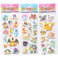 6pcs/set Pokemon Paster Pikachu Children's Cartoon Sticker Customizable 3D Puffy Bubble Stickers Kawaii Toys Vinyl Anime