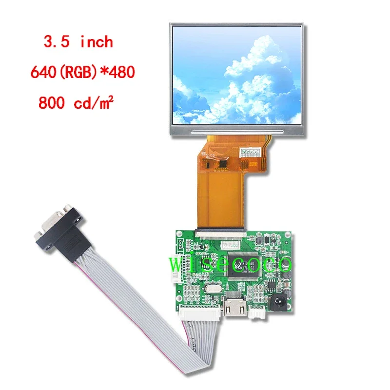 

3.5 Inch IPS LCD Display 640x480 Pixel 800 1500 Nits High Brightness Screen VGA AV Drive Board Sunlight Readable Visible Outdoor