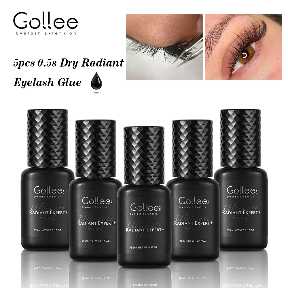Gollee 0.5s Fast Drying Adhesives for Eyelash Extensions 5ml Lashes Glue Long Lasting Waterproof Professional Eyelashes Supplies