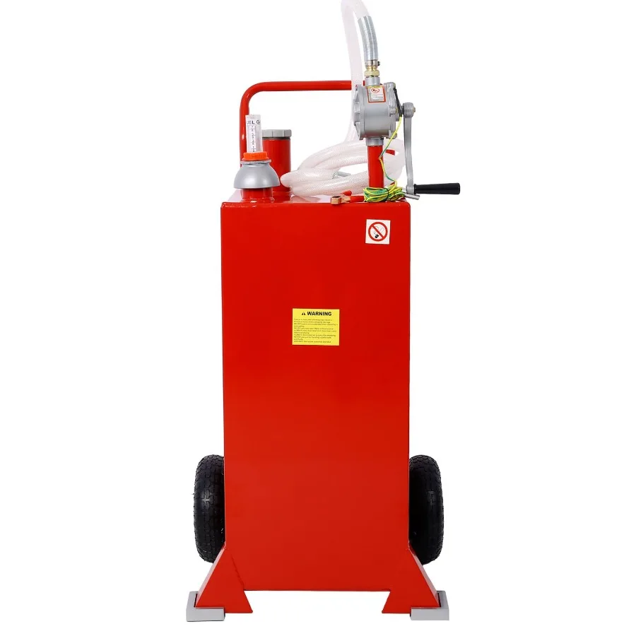 

30 Gallon Gas Caddy With Wheels Fuel Transfer Tank Gasoline Diesel Can Reversible Rotary Hand Siphon Pump Fuel Storage Tank For