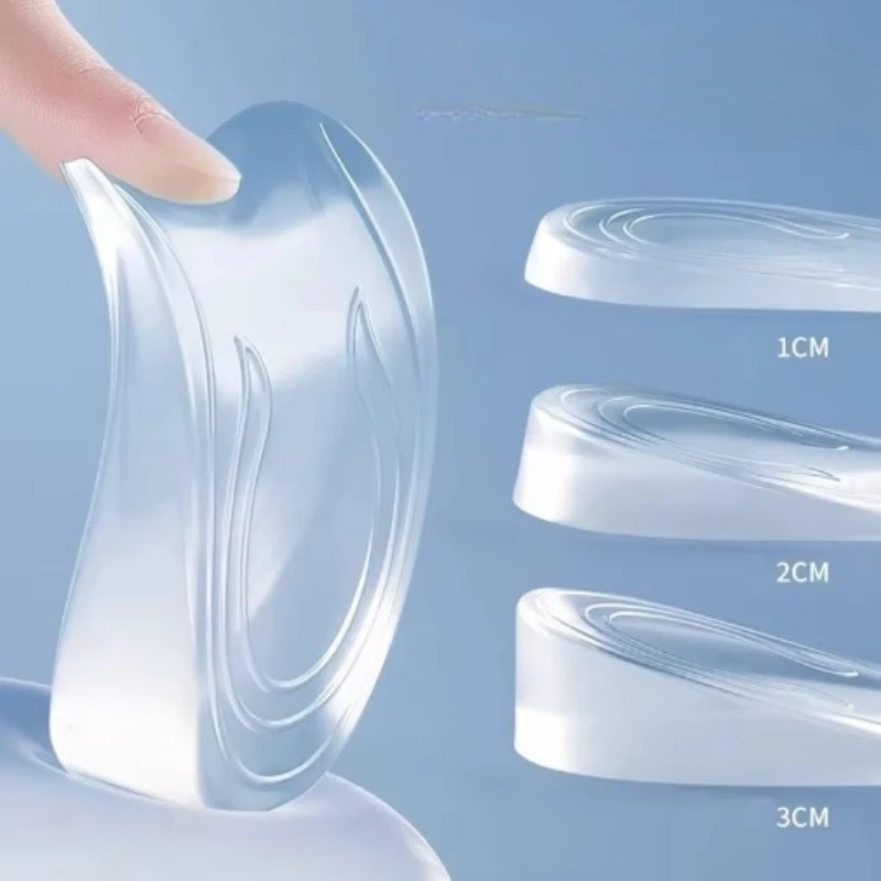 Invisible Silicone Gel Height Increase Insole Heel Lifting Inserts Shoe Foot Care Protector Elastic Cushion Arch Support Insert