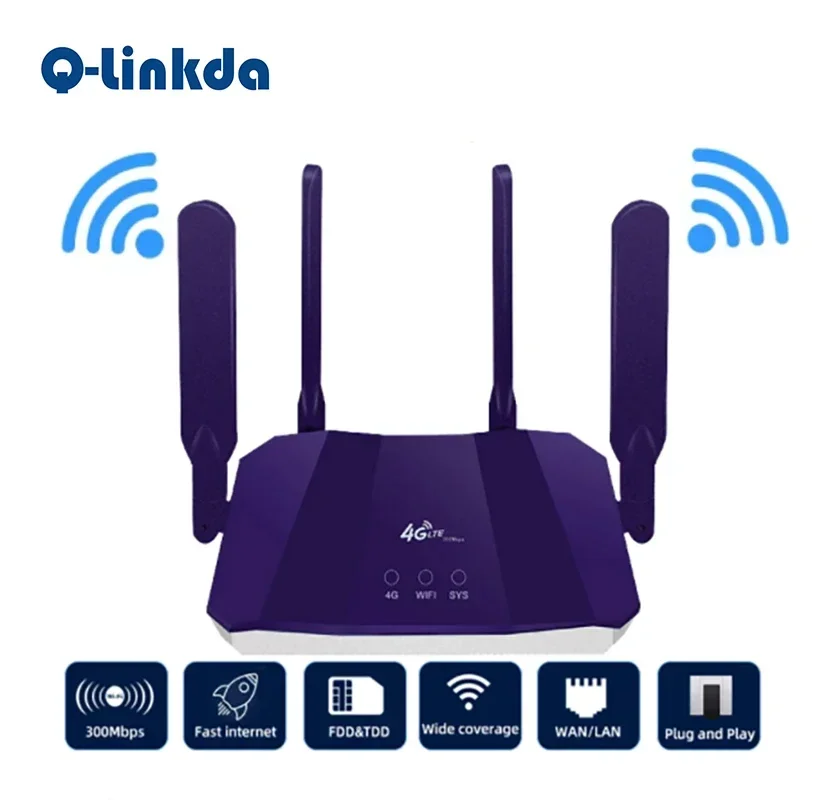 Desbloquear Sim Card Router, WiFi LTE Modem, WAN, LAN, RJ45 Port Access, Rede Hotspot Móvel, FDD Banda Larga, CPE Exterior, 4G Desbloqueio, 300Mbps