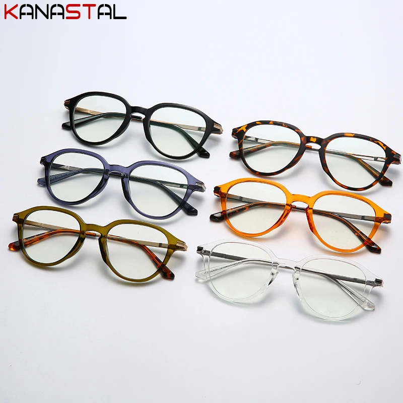 Women Prescription Reading Glasses CR39 Optic Lenses Myopia Eyewear Men Blue Light Blocking Computer TR90 Metal Eyeglasses Frame