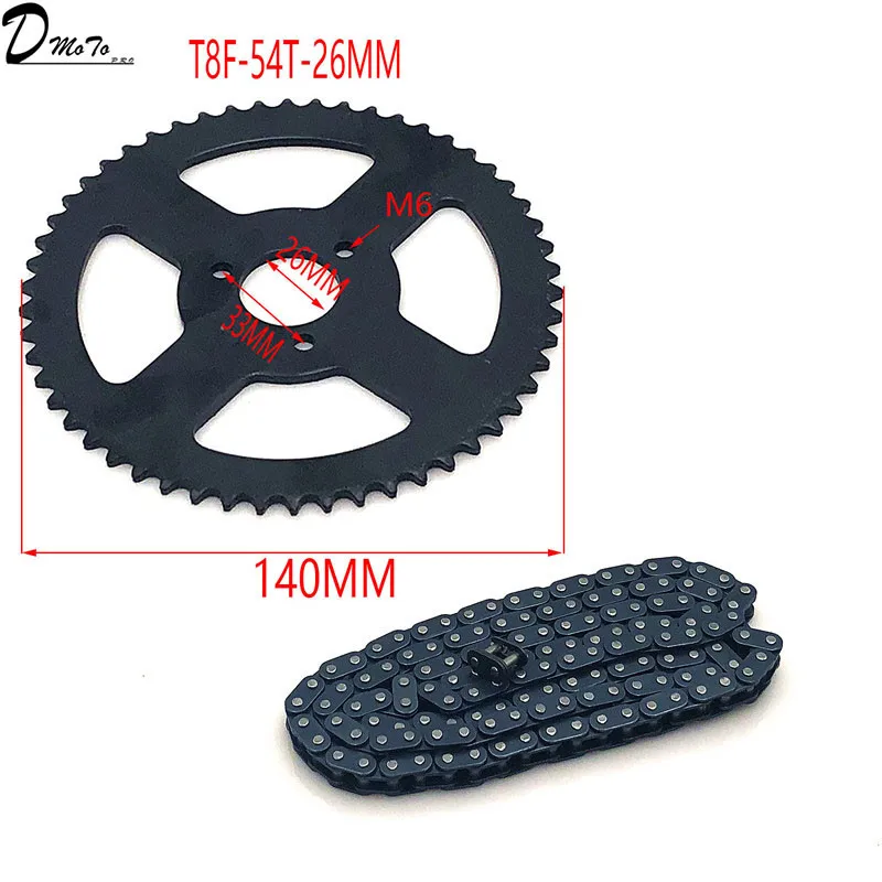 For 47cc 49cc Pocket Bike Mini Moto Quad ATV Motorcycle T8F 54T tooth 26mm 29mm 35mm 54mm Rear Chain Sprocket T8F 136link chains