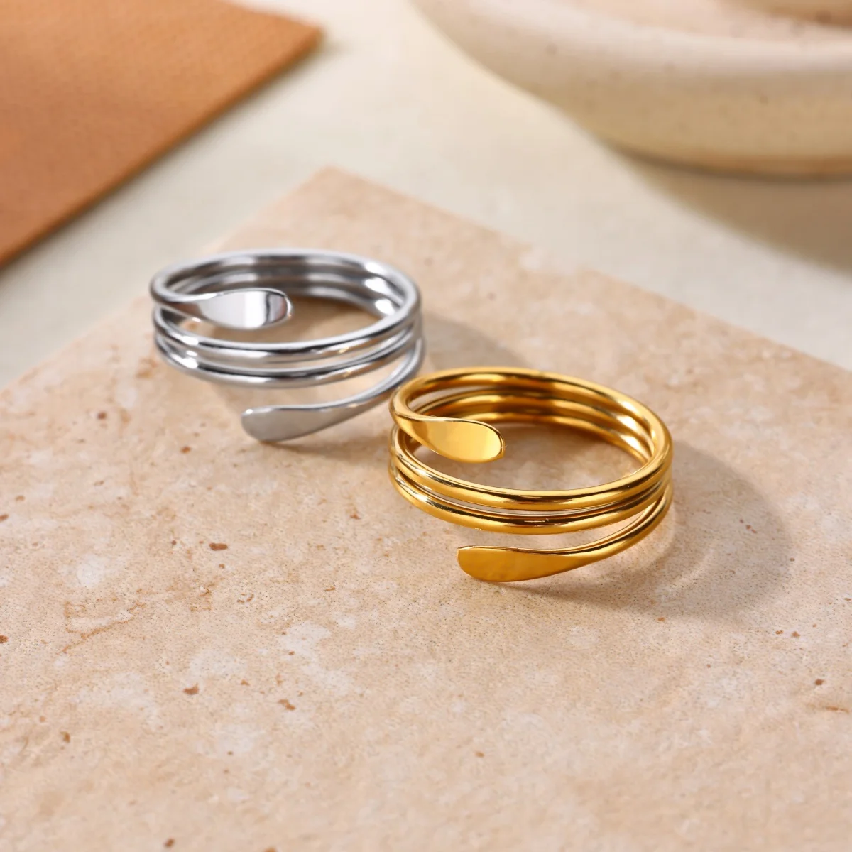 Multi-layered Rings for Women Waterproof Adjustable Stainless Steel Ring Trend 2026 Trend Statement Jewelry Freeshipping items