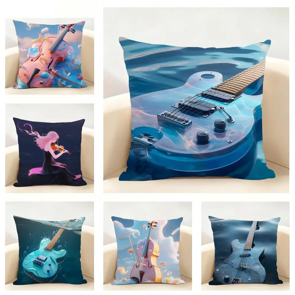 Casual Sophisticated Elegant Art Violin Cushion Cover Linen Minimalist Soft  for Sofa Bed Home Room Decor