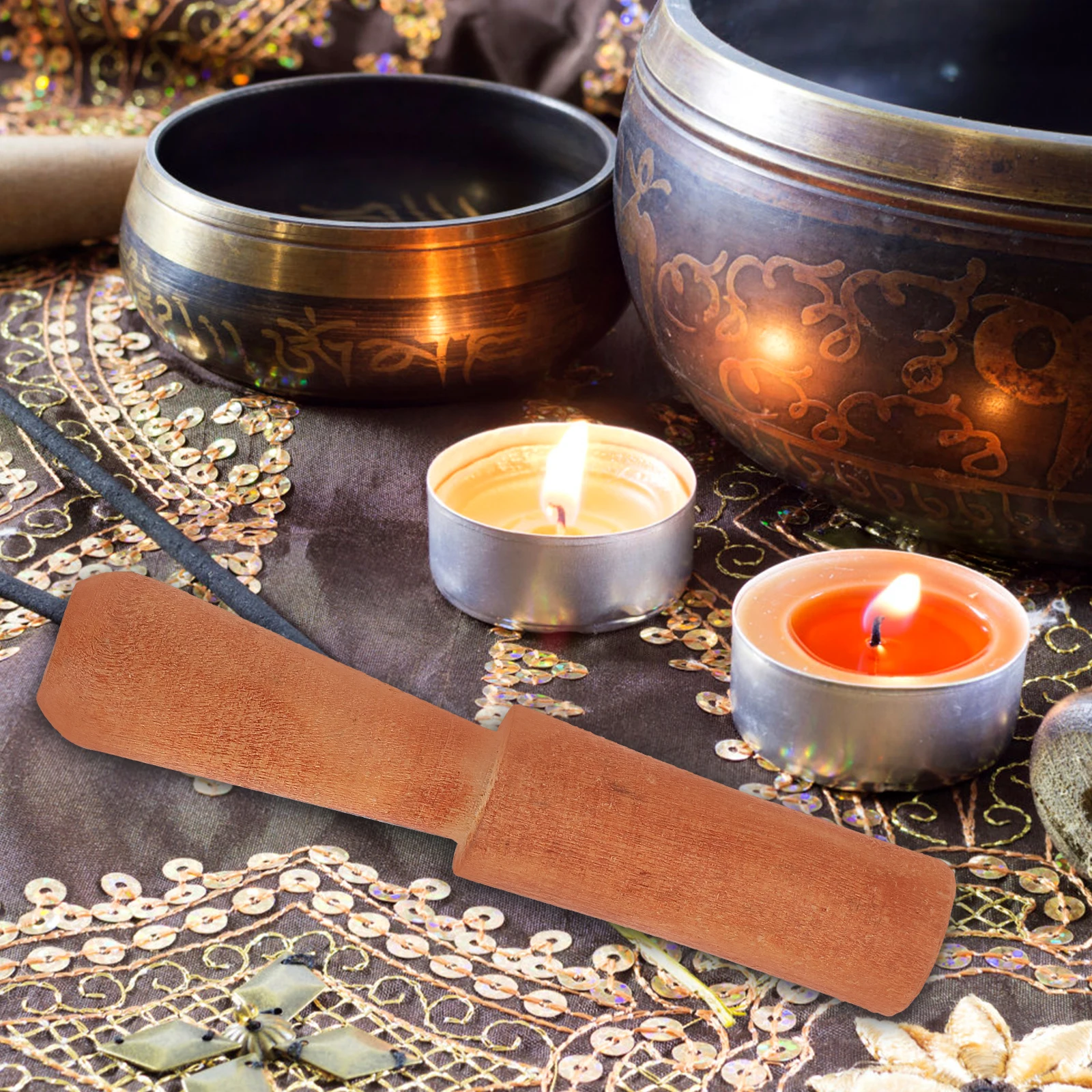 

3 Pcs Yoga Accessories Buddha Music Bowl Sound Stick Accessory Hand Hammer Wood Singing Mallet Brown
