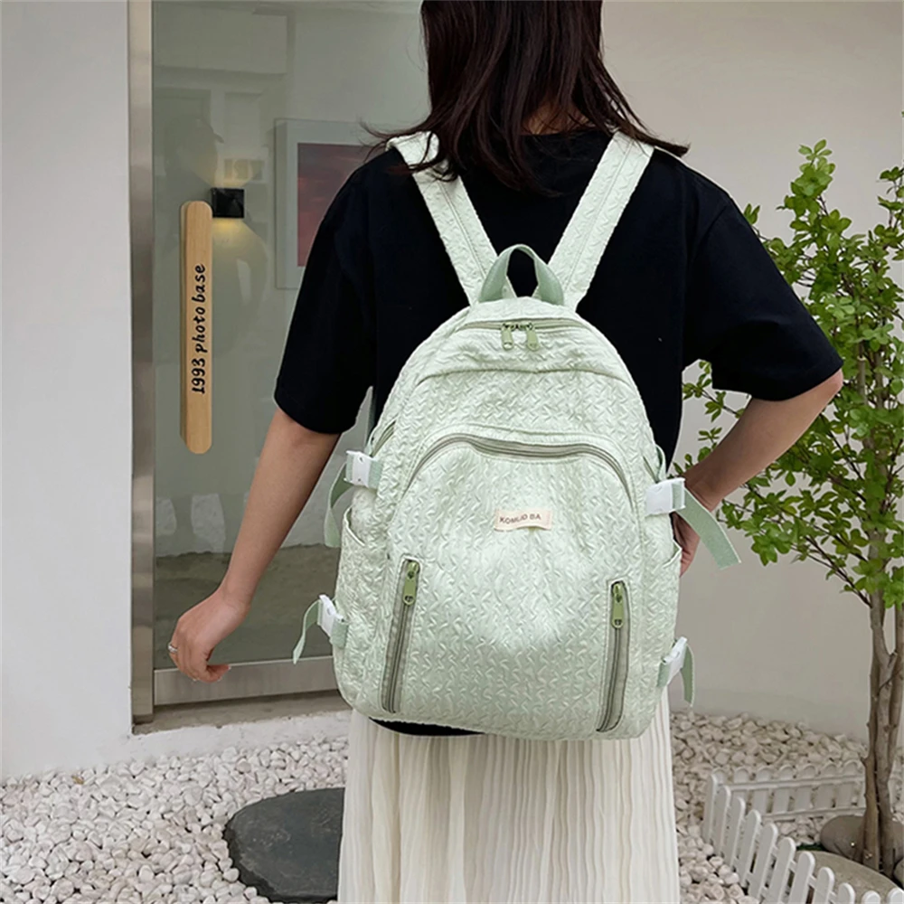 Mochilas escolares para estudiantes de gran capacidad, nuevas Mochilas de Color sólido para mujer, Mochilas de nailon de alta calidad a la moda para mujer, Bolsos