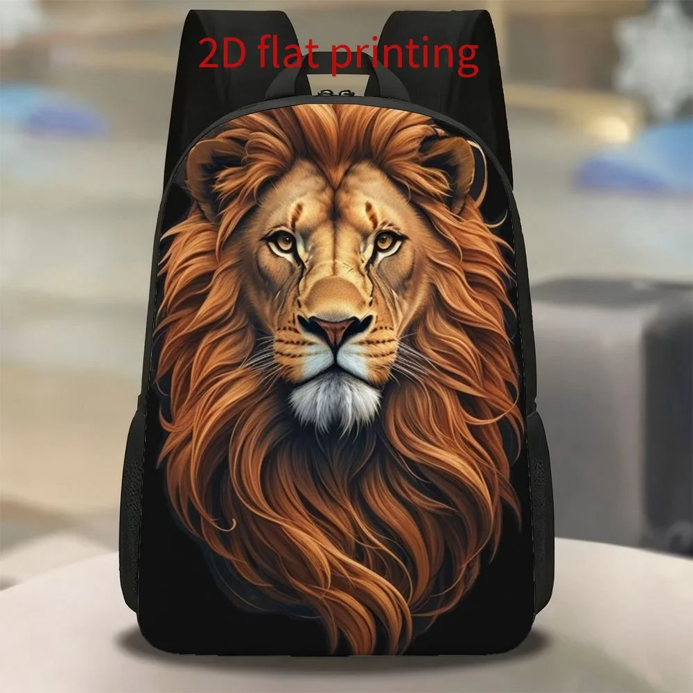 Mochila con insignia de cabeza de león: bolso de viaje ligero de gran capacidad, correas ajustables para los hombros, adecuado para desplazamientos diarios