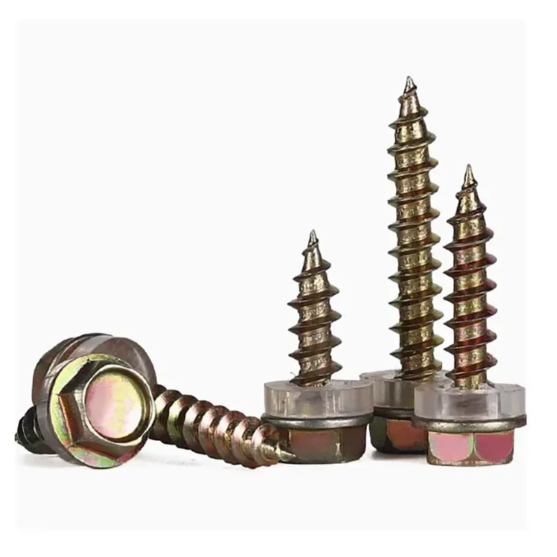 Tornillo autorroscante de cabeza de brida hexagonal externa de acero galvanizado con junta de arandela de PVC M5 M6